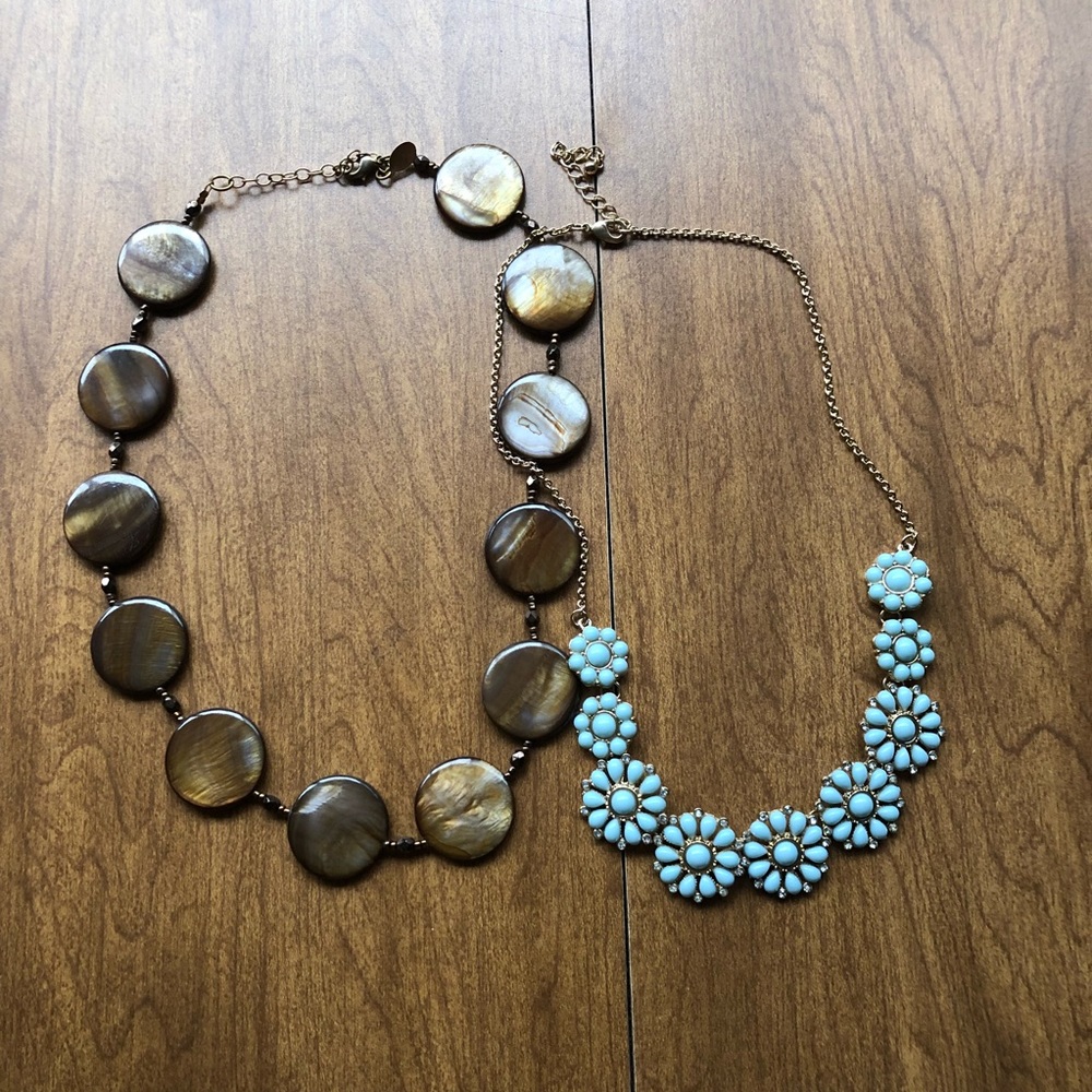 Necklace set - turquoise light blue + brown stone